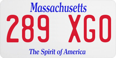 MA license plate 289XG0