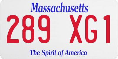 MA license plate 289XG1