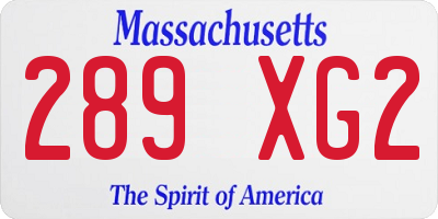 MA license plate 289XG2