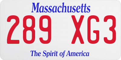 MA license plate 289XG3