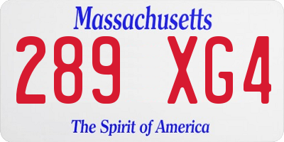MA license plate 289XG4