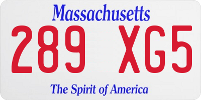 MA license plate 289XG5