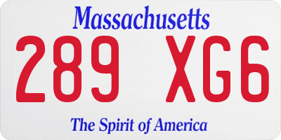 MA license plate 289XG6