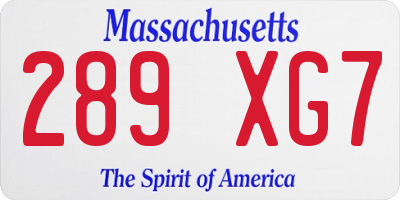 MA license plate 289XG7