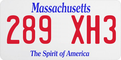 MA license plate 289XH3