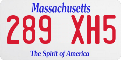 MA license plate 289XH5