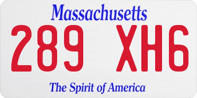 MA license plate 289XH6