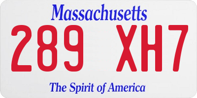 MA license plate 289XH7