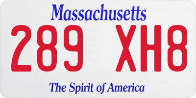 MA license plate 289XH8
