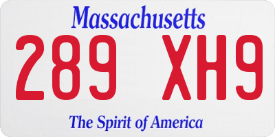 MA license plate 289XH9