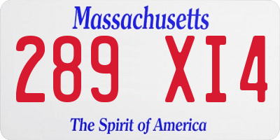 MA license plate 289XI4