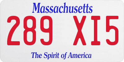 MA license plate 289XI5