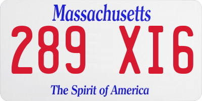 MA license plate 289XI6