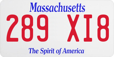 MA license plate 289XI8