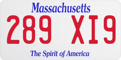 MA license plate 289XI9