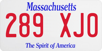 MA license plate 289XJ0