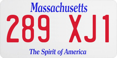 MA license plate 289XJ1