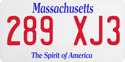 MA license plate 289XJ3