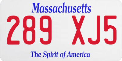 MA license plate 289XJ5