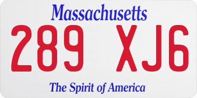 MA license plate 289XJ6