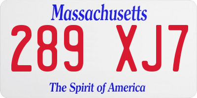 MA license plate 289XJ7