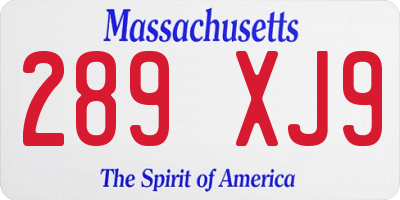 MA license plate 289XJ9