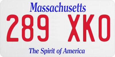 MA license plate 289XK0
