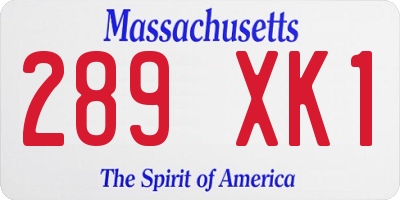 MA license plate 289XK1