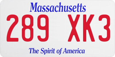 MA license plate 289XK3