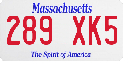 MA license plate 289XK5