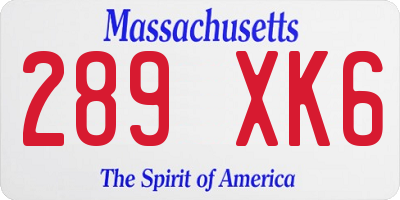 MA license plate 289XK6