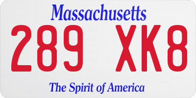 MA license plate 289XK8
