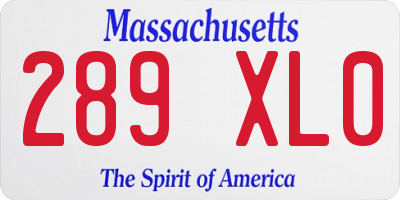 MA license plate 289XL0