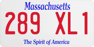 MA license plate 289XL1