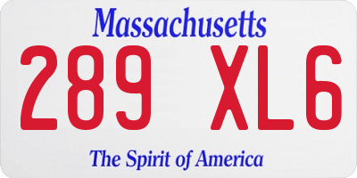 MA license plate 289XL6