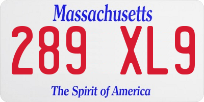 MA license plate 289XL9