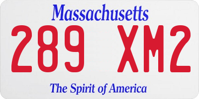 MA license plate 289XM2