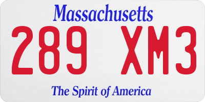 MA license plate 289XM3