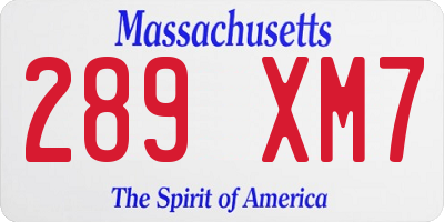 MA license plate 289XM7