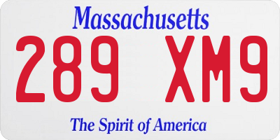 MA license plate 289XM9