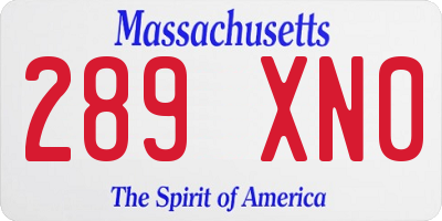 MA license plate 289XN0