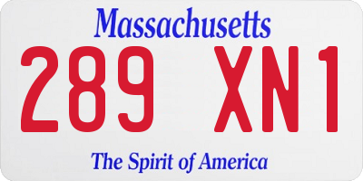 MA license plate 289XN1