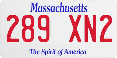 MA license plate 289XN2