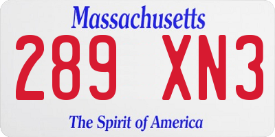 MA license plate 289XN3