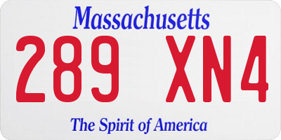 MA license plate 289XN4