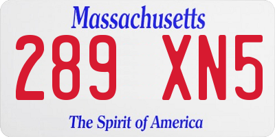 MA license plate 289XN5