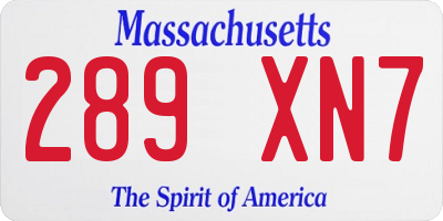 MA license plate 289XN7