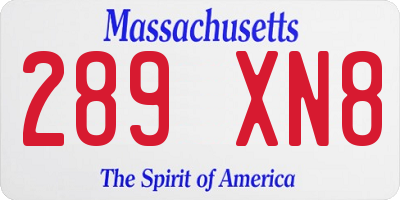 MA license plate 289XN8