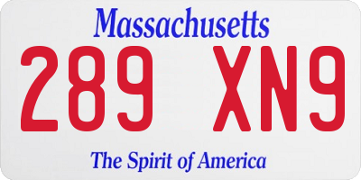 MA license plate 289XN9