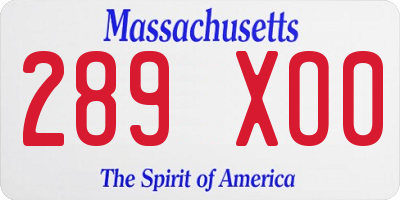MA license plate 289XO0